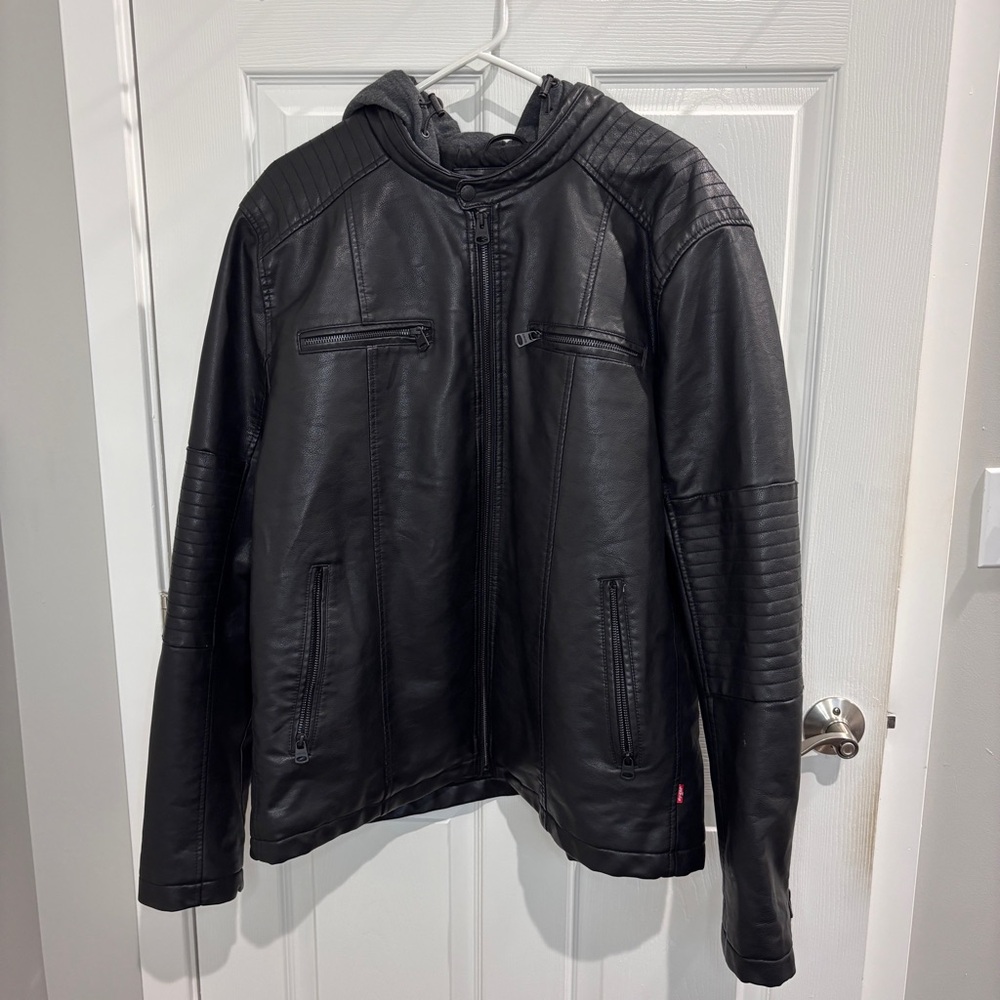 Levi's Men's Faux-Leather Hooded Zip Jacket - Picture 6 of 10